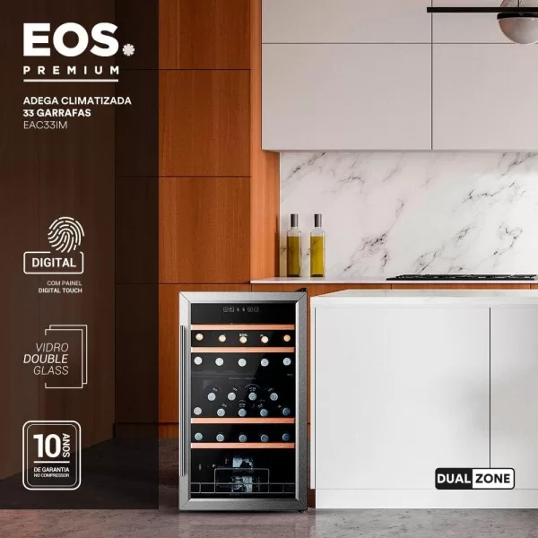 Adega Climatizada 33 Garrafas Dual Zone Eos Premium Compressor