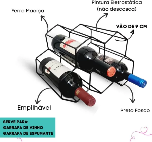 Adega Empilhavel Porta Garrafas Vinho Ferro