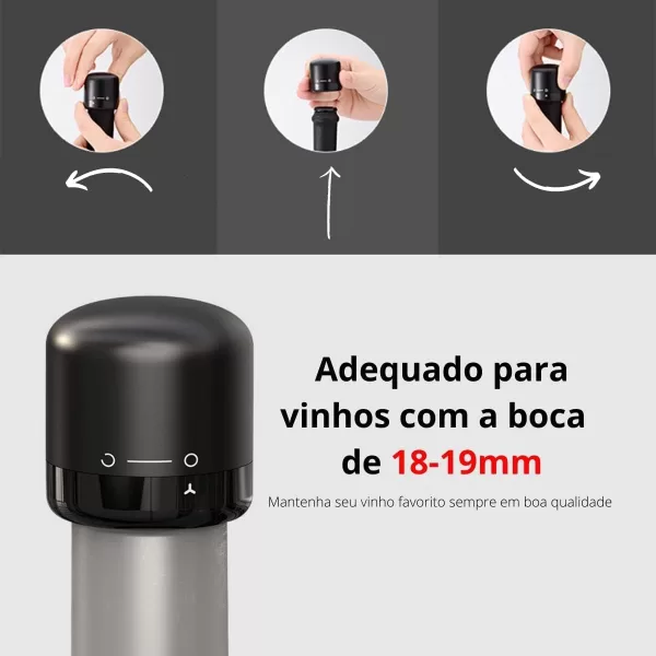 Kit com 2 Rolhas Para Garrafa de Vinho Tampa Reutilizável